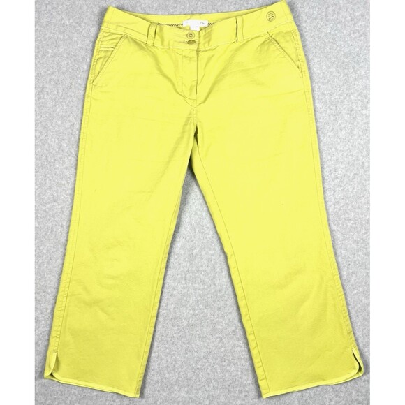Tommy Bahama Pants Womens Eight Lime Silk Blend Straight Fit Capri Pant Vacation - Picture 1 of 12